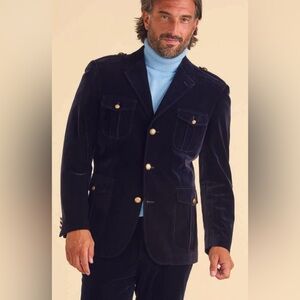 Insearch Limited Edition Style Italy Black Velvet Military Jacket Size Medium
